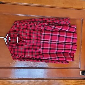Womens red plaid blouse